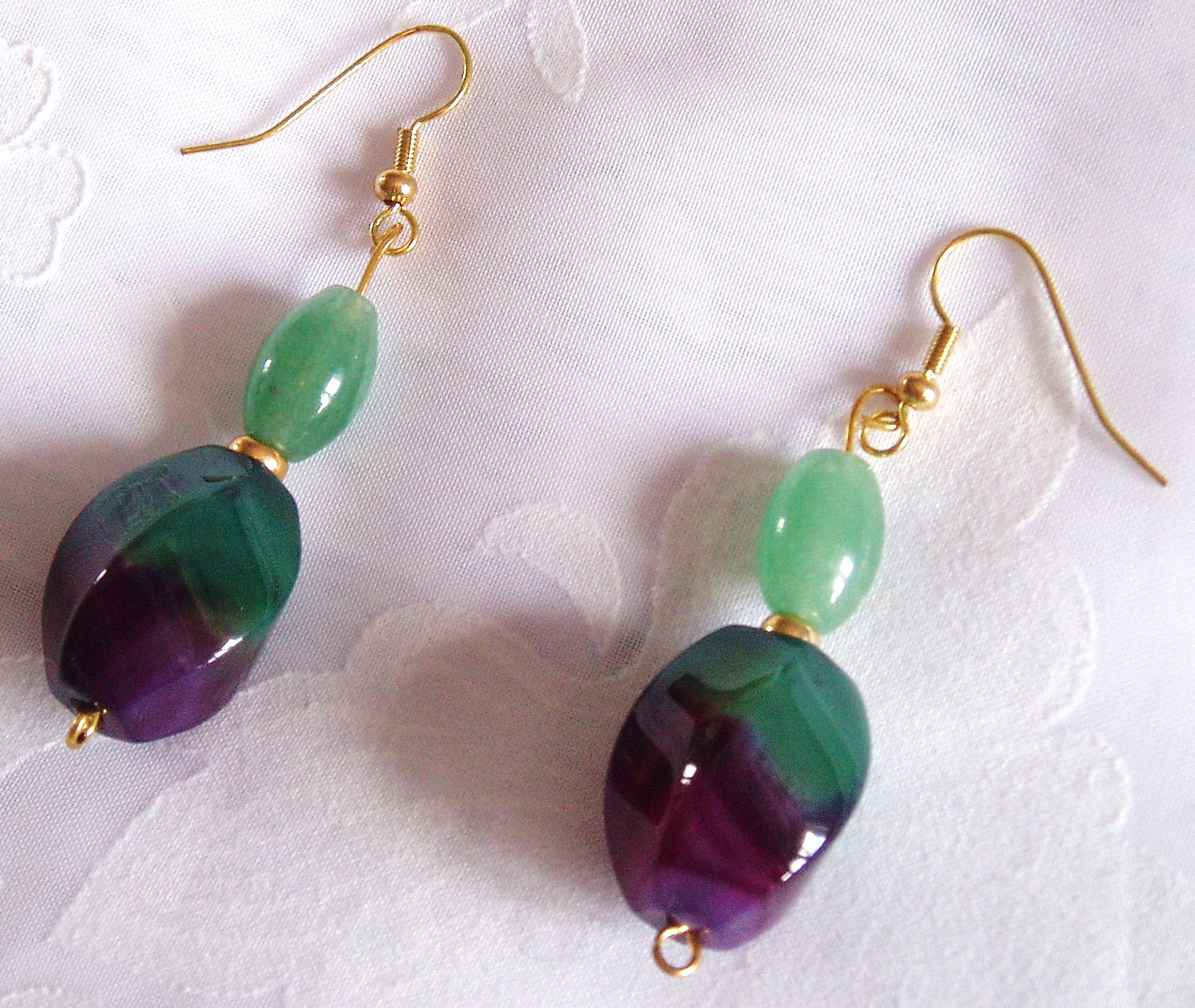 Handmade Green Aventurine Jewelry Set - Earrings, Ring & Bracelet Set, Gold Plated Brass